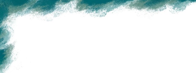 Multicoloured textured colouring corner banner with copy space. Green and blue tones. Autumns colours. Abstract brush frame.