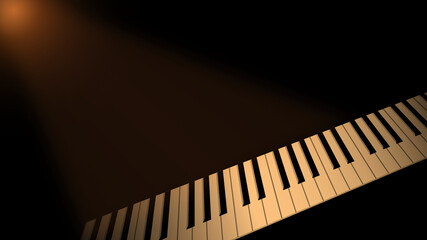 Fototapeta na wymiar Illustration of a vintage piano keyboard with lights.