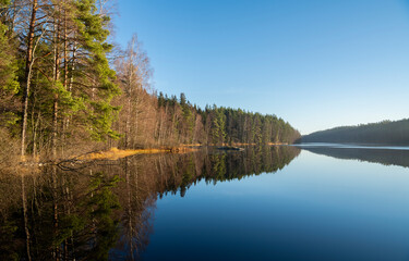 Autumn view of The Lake Sahajarvi, Teijo National Park, Finland