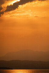 Orange Sunset in Italy at Lake Garda 