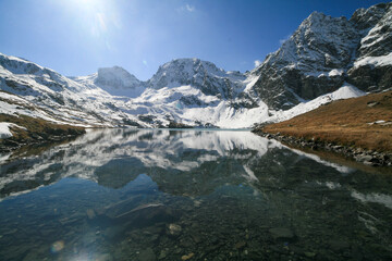 Mountain lake in the Caucasus Mountains, Russia.