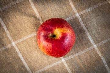 A tempting red autumn apple with a yellow tinge