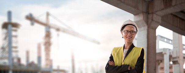 Beautiful woman construction Engineer