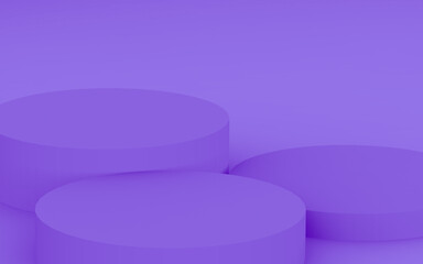 Abstract 3d purple violet color cylinder podium minimal studio background.