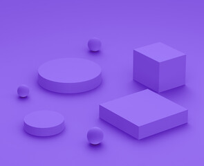 Abstract 3d purple violet platform minimal studio background.