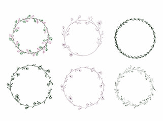 set of frames. Round vector frames. Floral wreaths for decoration