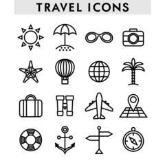 Set of icons on a theme travel and tourism.