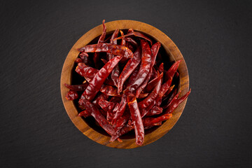 dried chili on stone background