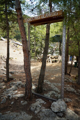 Large mirror at the campsite on the Lycian Trail. Taurus mountains. South Turkey. 