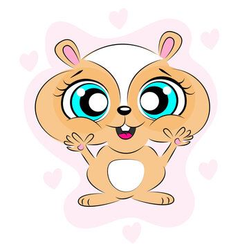 hamster cute in love with hearts greeting card happy valentine's day, hamster cartoon style for t-shirt textile print or for gift wrapping decoration. Vector illustration