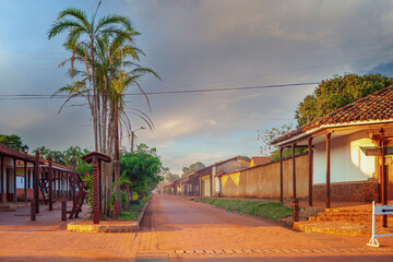 Street in the village Concepcion,  jesuit missions in the Chiquitos region, Bolivia