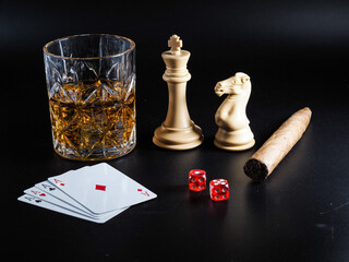 Leisure Lifestyle with gaming, gambling, drinking and smoking