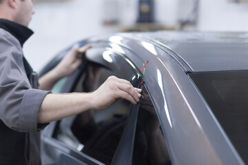 Deflectors for side Windows of the car.Car accessory. Additional equipment.