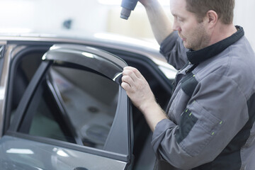 Deflectors for side Windows of the car.Car accessory. Additional equipment.