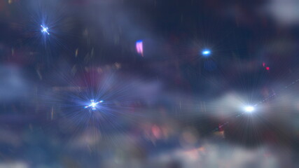 starry night flares on blue lilac  dark sky universe