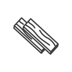Two boards icon. A simple line drawing of straight sawn timber. Isolated vector on pure white background.