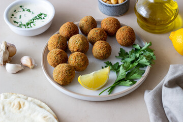 Fresh chickpea falafel. Healthy eating. Vegetarian food.