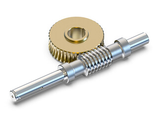 Gear worm wheels. Mechanics for training. 3D rendering.