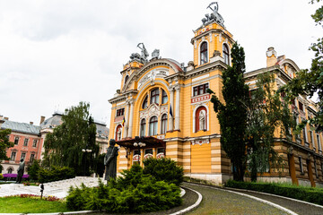 Fototapeta na wymiar Romanian National Opera and the National Theatre in Cluj-Napoca.