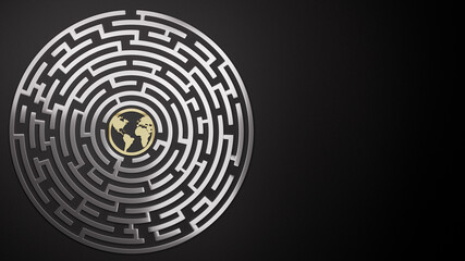 3d render Circular Maze labyrinth mosaic