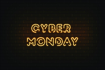 Cyber Monday neon sign. Vector bright signboard