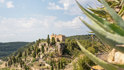 Tower of the village La Fresnada in Teruel, Aragon, Spain