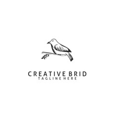 little bird silhouette logo, light background vector design,