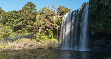 Beautiful Rainbow Falls with cave, Kerikeri area, Northland, New Zealand