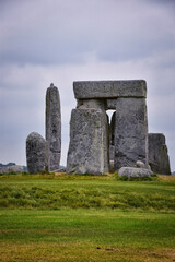 Stonehenge prehistoric monument on Salisbury Plain in Wiltshire, England, United Kingdom, September 13, 2021. A ring circle of henge megalithic stones, heel stone, bluestone trilithons, UK.