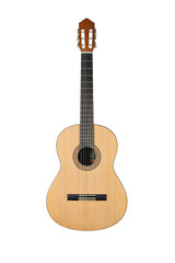 Fototapeta premium wooden acoustic guitar isolated over white background