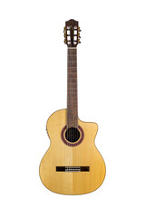 Naklejka premium wooden acoustic guitar isolated over white background