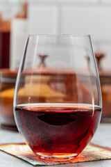 Rose wine in a wine glass