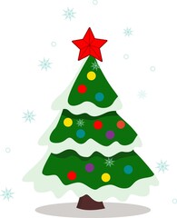 A beautiful elegant green Christmas tree. Vector 