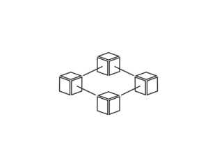 Blockchain, network icon. Vector illustration. Flat design.