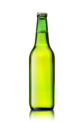 green bottle with unlabeled beer