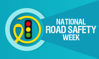 National Road safety week is observed every year in January and in May, It aims at making the roads and streets safer. Vector illustration
