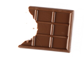 Chocolate bars isolated on white background, top view