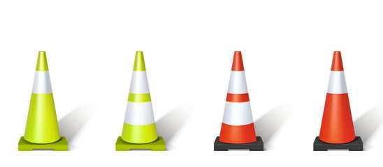 Speed bump Barricade safety cone construction.Work safety barrier. Road accident, Detour obstacles.
