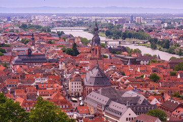 Fototapeta na wymiar View from Heidelberg Castle to Heidelberg and Neckar_Heidelberg, Baden Wuerttemberg, Germany