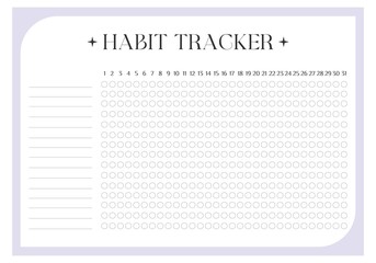Modern collection of habit tracker daily weekly monthly planner printable template with blue background. Collection of note paper, to do list, stickers templates. Blank white notebook page A4.