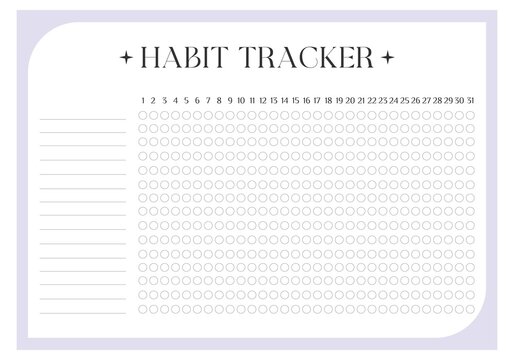 Modern collection of habit tracker daily weekly monthly planner printable template with blue background. Collection of note paper, to do list, stickers templates. Blank white notebook page A4.