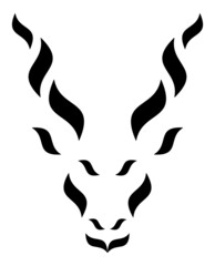 Snake Eater Markhor (Capra falconeri) Mountain goat. Head black and white vector design. Can be used for logos and tattoos.