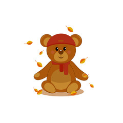 teddy bear in a hat. vector illustration