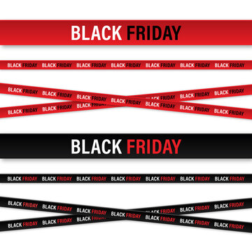 Black Friday Banners Offer Sale - Set of ribbons for Black Friday or Black Week discounts and promotions - Vector images with transparent background template