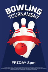 Bowling league tournament flyer poster design vector