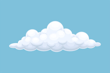 White fluffy cloud. Storage solution, database, networking, meteorology element cartoon vector illustration