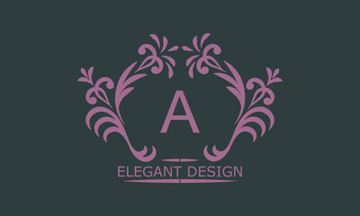 Vector logo design template in trendy linear style. Floral monogram with libero A, place for text or letter. Emblem of fashion, beauty and jewelry industry, business