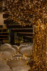 Decorated tree with lights in the interior