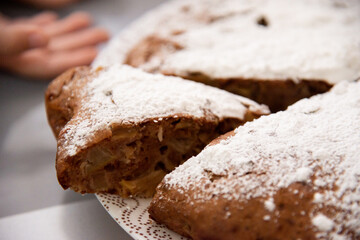 Apple pie with walnuts and cinnamon.