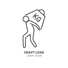 Psychological heavy load line icon concept. a person carries a load outline stroke element. Psychologist counseling. Anxiety, psychotherapy, depression. Editable stroke vector illustration